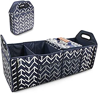 Trunk Organizer, Foldable Cargo Storage Bag Portable Insulation Cooler Bag Collapsible Vehicle Organizer Divider Storage Totes with 4 Compartments Cargo Tote for Groceries Caddy SUV