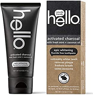 Hello Oral Care Activated Charcoal Teeth Whitening Fluoride Free and SLS Free Toothpaste, 1 Count