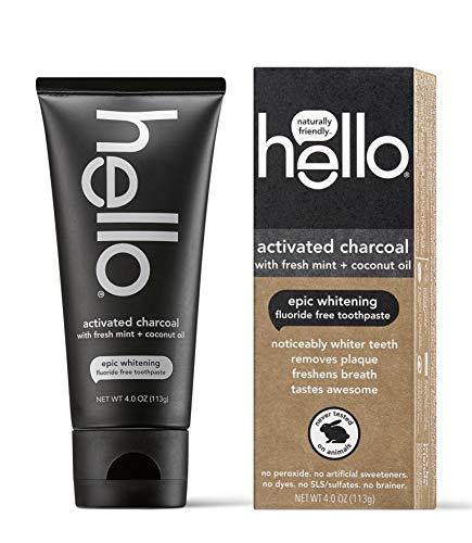 Hello Oral Care Activated Charcoal Teeth Whitening Fluoride Free and SLS Free Toothpaste, 1 Count