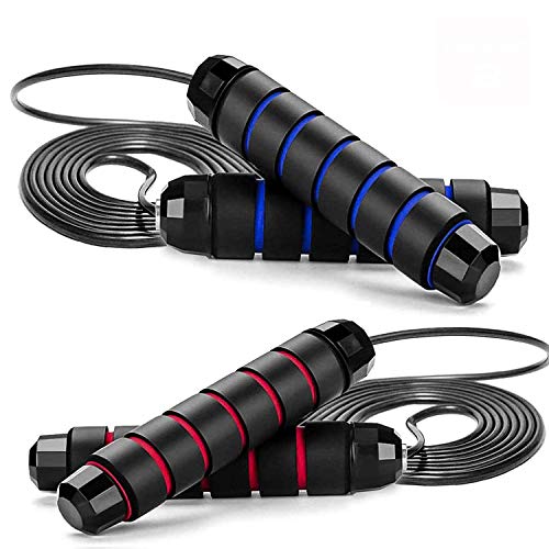 Dr. Prepare Jump Rope 2 pack, Tangle-Free Speed Rope with Ball Bearings, Steel Wires, PVC Cables, and Anti-Slip Handles, Skipping Rope for Workout, MMA, Boxing, Double Unders, and Cardio Fitness