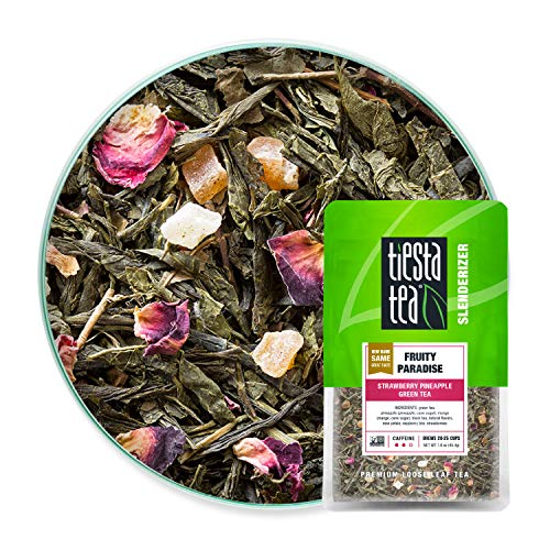 Tiesta Tea - Fruity Paradise, Loose Leaf Strawberry Pineapple Green Tea, Medium Caffeine, Hot & Iced Tea, 1.6 oz Pouch - 25 Cups, Green Tea Loose Leaf