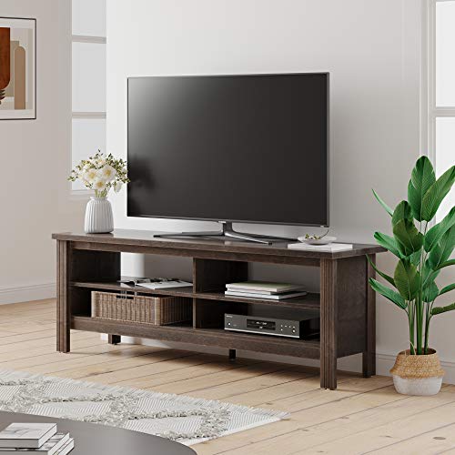 WAMPAT Farmhouse Wood TV Stand for 65 inch Flat Screen, Media Console Storage Cabinet, Entertainment Center for Living Room (Espresso, 59 inch)