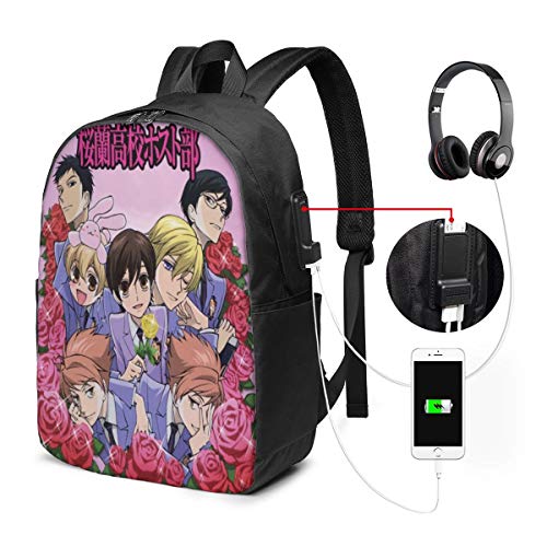 Chenhgee Ouran High School Host Club 3D Printing 17in with USB Backpack,School Bag, Travel Bag, Mountaineering Bag