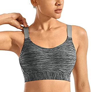 SYROKAN Women's High Impact Padded Sports Bra Full Coverage Underwire Gym Racerback Workout Bras Heather Grey 34DD