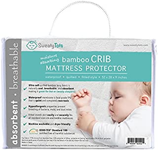 Crib Mattress Protector for Hot or Sweaty Sleepers - Waterproof Quilted Bamboo Pad/Cover/Topper for Crib and Toddler Beds