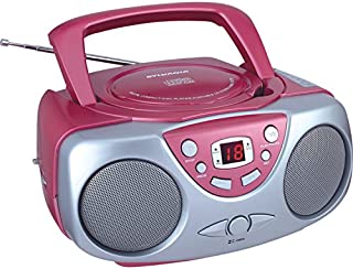 Sylvania SRCD243 Portable CD Player with AM/FM Radio, Boombox (Pink)