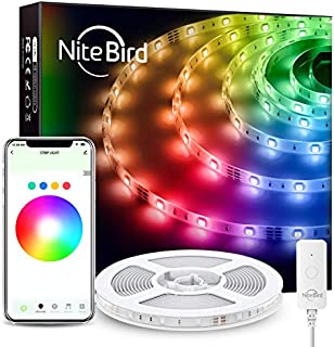 NiteBird Smart LED Strip Lights 16.4ft Works with Alexa Google Home, App and Voice Control, Music Sync, 16 Million RGB Color Changing Led Lights for Bedroom, Party, Desk, Home Decoration, TV