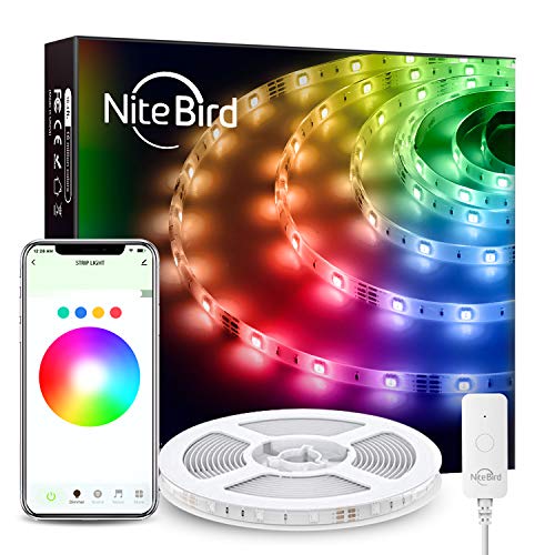 NiteBird Smart LED Strip Lights 16.4ft Works with Alexa Google Home, App and Voice Control, Music Sync, 16 Million RGB Color Changing Led Lights for Bedroom, Party, Desk, Home Decoration, TV