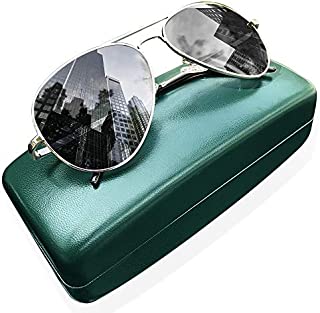 Gioventù Aviator Sunglasses Classic Metal Frame Polarized Glass UV Protection Lightweight Driving Fishing Sports Men and Women,Shiny Dark Gunmetal