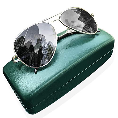 Gioventù Aviator Sunglasses Classic Metal Frame Polarized Glass UV Protection Lightweight Driving Fishing Sports Men and Women,Shiny Dark Gunmetal