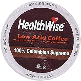 HealthWise Low Acid Coffee for Keurig K-Cup Brewers, 100% Colombian Supremo, 12 Count