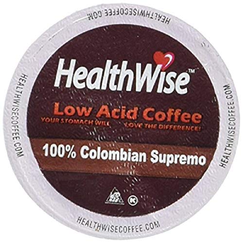 HealthWise Low Acid Coffee for Keurig K-Cup Brewers, 100% Colombian Supremo, 12 Count