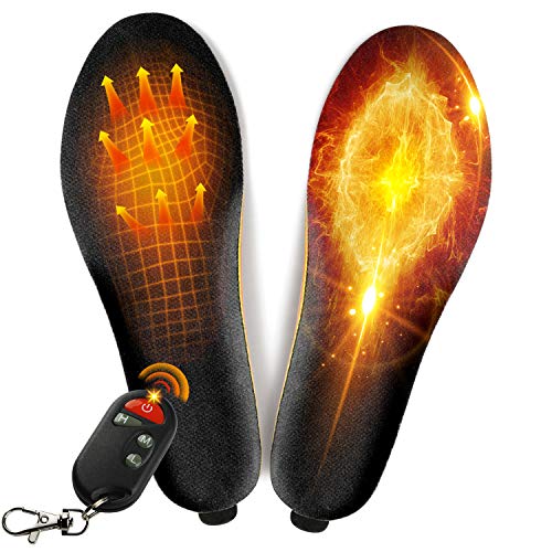 winna Rechargeable Heated Insoles, Wireless Foot Warmer with Remote Control (3 Temperature Settings) for Women Men Outdoor Fishing Hiking Camping (L-Women's 10-13, Men's 8-13)