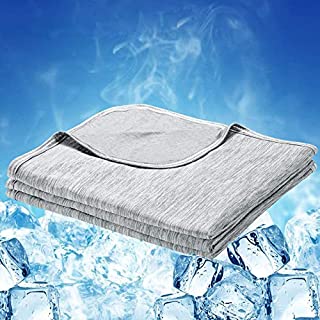 Cooling Blanket Japanese Q-Max 0.4 Technology keep cool in hot summer, 78 X 86in twin or baby sized blanket for Adults, Children, Babies. Mica Nylon and PE Cool Fabric Breathable Comfortable.(Grey)