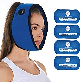 Face Ice Pack for Wisdom Teeth, Jaw, Head and Chin, 4 Reusable Hot or Cold Gel Packs, Relief for Mouth, or Oral Pain, Facial Surgery, TMJ Pain Relief