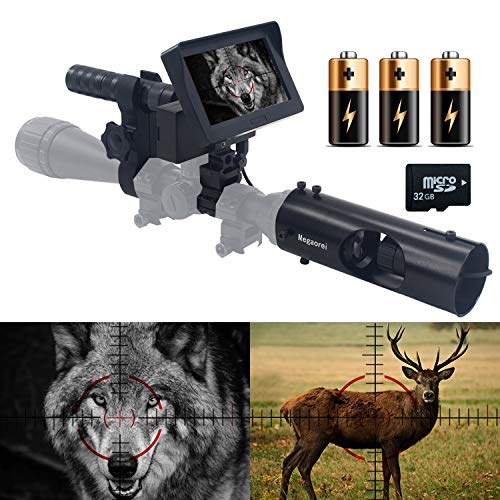 Megaorei Video Record Night Vision Rifle Scopes-328yard/984ft HD720P Photo Taking,3MP 16MM IR Optics Scope Hunting Camera for Riflescopes-4.3