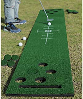 2-FNS Golf Putting Mat, Golf Putting Green Pong Game Set 4 Golf Balls, 12 Hole Covers, Golf Training Mat for Indoor Outdoor Family Party