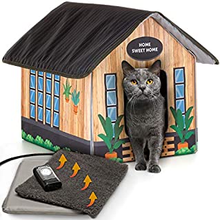 PETYELLA Heated cat Houses for Outdoor Cats in Winter - Heated Outdoor cat House Weatherproof - Outdoor Heated cat House - Easy to Assemble