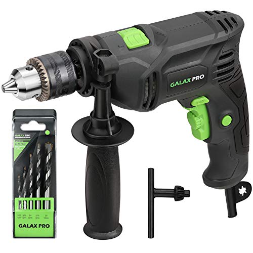 GALAX PRO Hammer Drill, 5Amp Electic Corded Drill, 1/2'' Metal Chuck, 0-3000RPM, Powerful Variable Speed Drill for Drilling in Steel, Concrete, and Steel