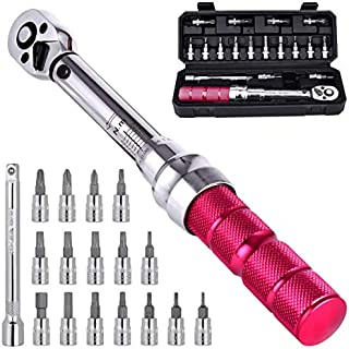 Bike Torque Wrench Set - 2 to 20 Nm  1/4 Inch Driver Pro MTB Bicycle Maintenance Torque Wrench Kit Tool for Road Mountain Bikes Motorcycle Multitool