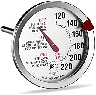 SINARDO Roasting Meat Thermometer T731, Oven Safe, Large 2.5-Inch Easy-Read Face, Stainless Steel Stem and Housing