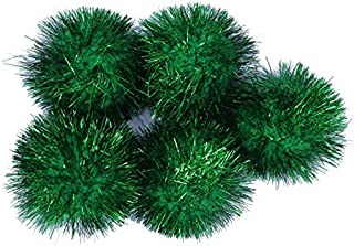 YYCRAFT 15pcs Jumbo Glitter Tinsel Pom Poms Sparkle Balls for DIY Craft,Cat Toys Christmas Decoration(2 Inch,Emerald Green)