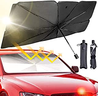 JASVIC Car Windshield Sun Shade Umbrella - Foldable Car Umbrella Sunshade Cover UV Block Car Front Window (Heat Insulation Protection) for Auto Windshield Covers Trucks Cars (Large)