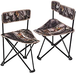 REDCAMP 2-Pack Tripod Hunting Chairs for Blinds, Portable Folding Hunting Stool with Back, Camo Fishing Chair for Camping Hiking