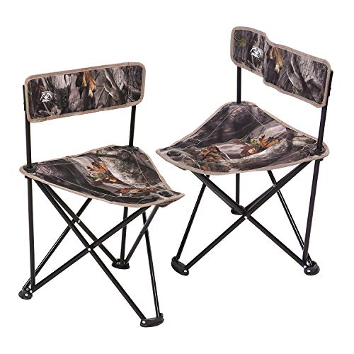 REDCAMP 2-Pack Tripod Hunting Chairs for Blinds, Portable Folding Hunting Stool with Back, Camo Fishing Chair for Camping Hiking