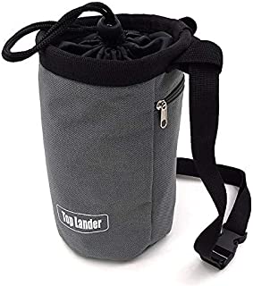 Top Lander Gray Chalk Bag for Rock Climbing Bouldering Weightlifting Powerlifting Gym Workout with Zippered Pocket, Adjustable Strap and Quick-Clip Belt