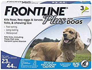 Frontline Plus Flea and Tick Treatment for Dogs (Medium Dog, 23-44 Pounds, 3 Doses)