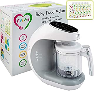 Baby Food Maker | Baby Food Processor Blender Grinder Steamer | Cooks & Blends Healthy Homemade Baby Food in Minutes | Self Cleans | Touch Screen Control | 6 Reusable Food Pouches