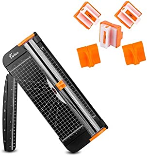 Firbon A4 Paper Cutter Bundle with 5Pcs Replacement Blades, 12 Inch Titanium Paper Trimmer Scrapbooking Tool with Side Ruler for Craft, Coupon, Label, Cardstock