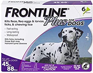 Frontline Plus Flea and Tick Treatment for Dogs (Large Dog, 45-88 Pounds, 6 Doses)