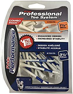 Pride Professional Tee System Plastic Golf Tees (Pack of 50), 40 Count 3-1/4-Inch + 10 Count 1-1/2-Inch