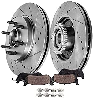 Detroit Axle - 2WD 6 Lug Front Brakes Replacement for Ford F-150, Lincoln Mark LT - Disc Rotors, Ceramic Brake Pads (Drilled and Slotted Performance)