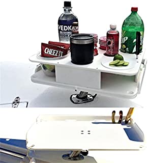 Docktail Bar Bait Cutting Board Table with Adjustable Fishing Rod - Pole Holder Mount and Boat Bar Table Knife Pliers Holder Accessories - Large Marine Tray Prep Area to Cut Bait - Fillet Fish