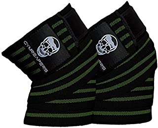 Gymreapers Knee Wraps (Pair) with Strap for Squats, Weightlifting, Powerlifting, Leg Press, and Cross Training - Flexible 72