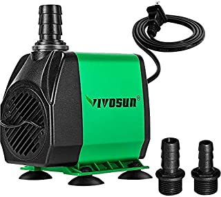 VIVOSUN 800GPH Submersible Pump(3000L/H, 24W), Ultra Quiet Water Pump with 10ft High Lift, Fountain Pump with 5ft Power Cord, 3 Nozzles for Fish Tank, Pond, Aquarium, Statuary, Hydroponics