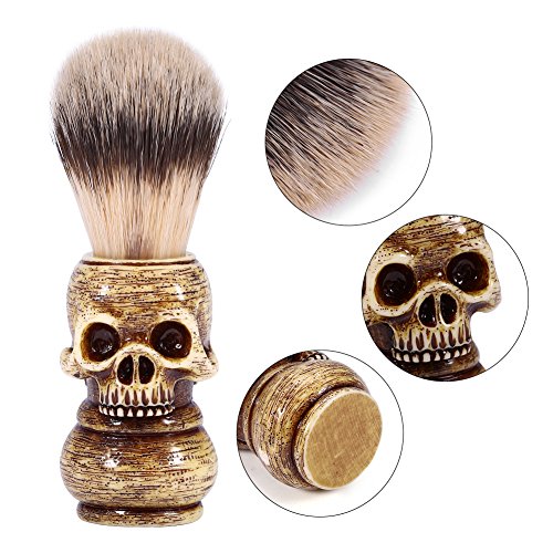 Skull Head Shaped Handle Beard Shaving Brush Designed for your Best Wet Shave, Hand Crafted with Resin Men's Grooming Hair Shaving Brush Tool