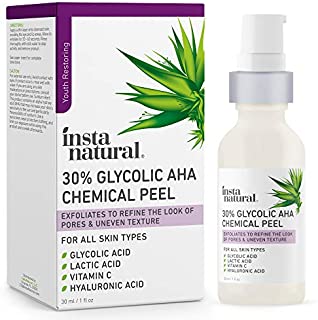 Glycolic Acid 30% AHA Chemical Peel - Blackhead, Dark Spot & Scar Removal & Treatment for Face - AHA Peeling Solution, Professional at Home Facial Exfoliant - Lactic Acid & Vitamin C - 1 oz