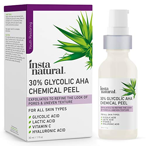 Glycolic Acid 30% AHA Chemical Peel - Blackhead, Dark Spot & Scar Removal & Treatment for Face - AHA Peeling Solution, Professional at Home Facial Exfoliant - Lactic Acid & Vitamin C - 1 oz