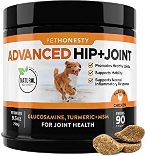 PetHonesty Glucosamine for Dogs - Dog Joint Supplement Support for Dogs with Glucosamine Chondroitin, MSM, Turmeric - Advanced Hip and Joint Support for Dogs Chews and Pet Joint Pain Relief - 90 ct