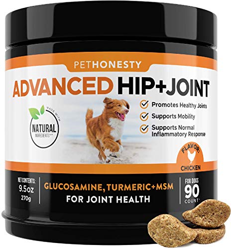 PetHonesty Glucosamine for Dogs - Dog Joint Supplement Support for Dogs with Glucosamine Chondroitin, MSM, Turmeric - Advanced Hip and Joint Support for Dogs Chews and Pet Joint Pain Relief - 90 ct