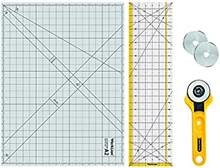 WORKLION Rotary Cutting Mat Set:45mm Rotary Cutter & 2 Replacement Rolling Blades & 18