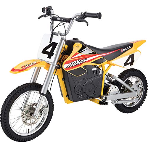 Razor MX650 Dirt Rocket Electric-Powered Dirt Bike with Authentic Motocross Dirt Bike Geometry, Rear-Wheel Drive, High-Torque, Chain-Driven Motor, for Kids 13+