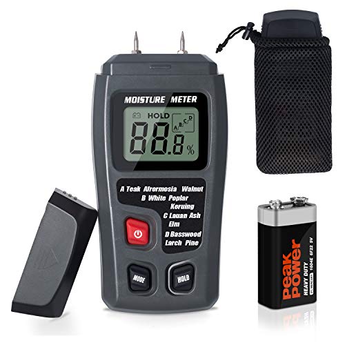 Moisture Meter TyhoTech Wood Moisture Detector LCD Damp Moisture Tester with 2 Test Probe Pins for Acuurately Measuring the Percentage of Water in Walls Firewood Paper Floor Cordwood and Trees