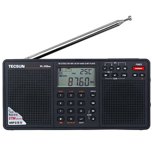 Tecsun PL398MP DSP Digital AM/FM/LW Shortwave Radio with Dual Speakers & MP3 Player, Black