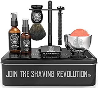 Luxury Safety Razor Shaving Kit - Includes Double Edge Safety Razor, Stand, Bowl, After-Shave Balm, Pre-Shave Oil, Badger Brush - Safety Razor Kit