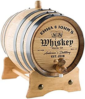 Personalized - Custom Engraved American Premium Oak Aging Barrel - Whiskey Barrel - Age your own Whiskey, Beer, Wine, Bourbon, Tequila, Rum, Hot Sauce & More | Barrel Aged (2 Liters)